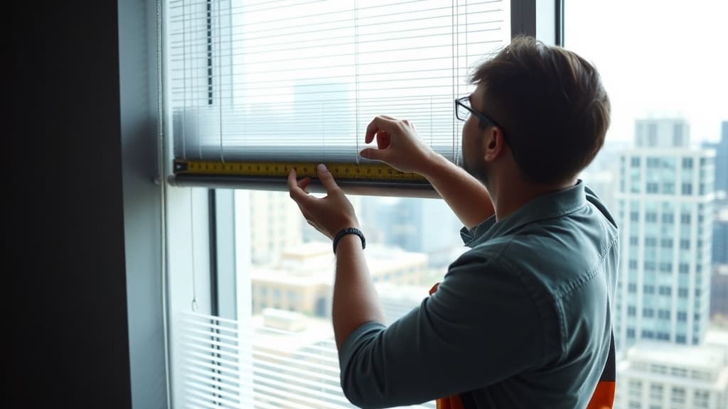 Window blinds installation in office