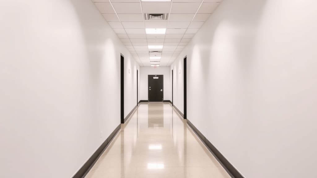 Freshly painted commercial hallway