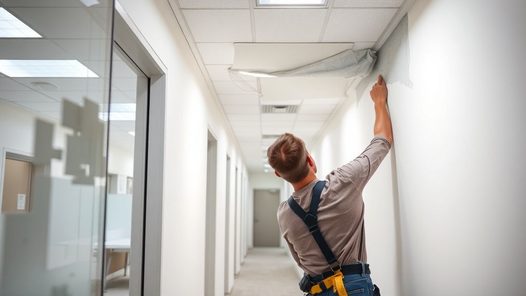 Commercial hallway maintenance work in progress