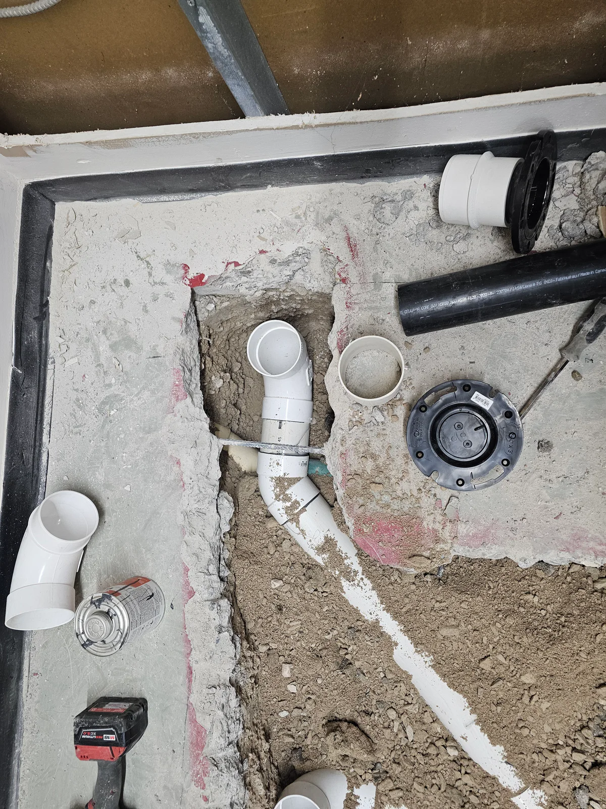 New pipe layout documented before the slab was closed